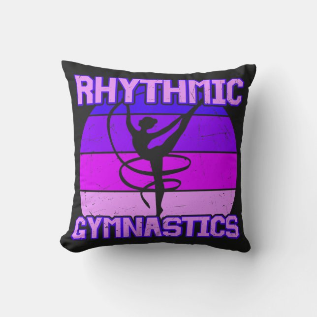 Girls Distressed Rhythmic Gymnastics    Throw Pillow (Front)