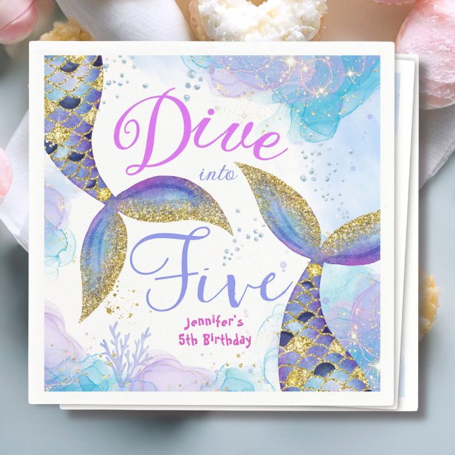 Girls  Dive in Five 5th Birthday Paper  Napkins (Creator Uploaded)