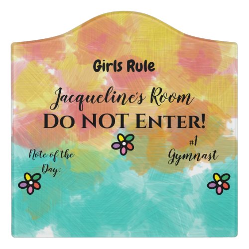 Girls Do Not Enter Floral Watercolor PERSONALIZE Door Sign