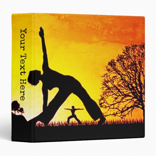 Girls Doing Yoga At Sunset Silhouette Personalized 3 Ring Binder