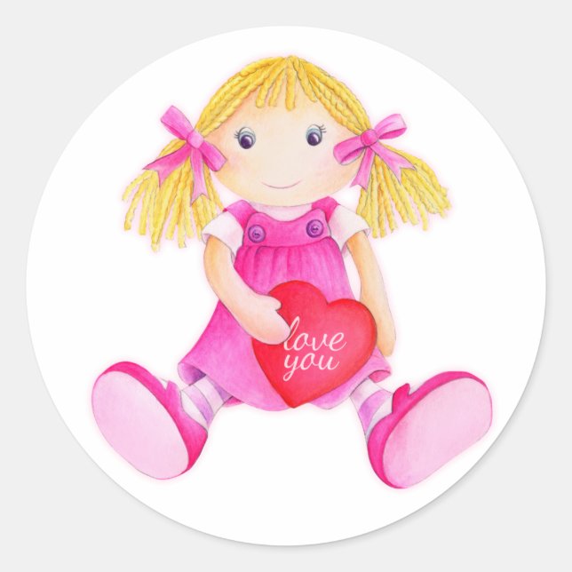 Girls doll watercolor art stickers (Front)