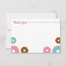 Girl's Donut Party - Thank You Note Card