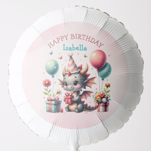 Girls Dragon Themed Birthday Party Balloon