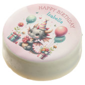 Girl's Dragon Themed Birthday Party Chocolate Covered Oreo (Angled)