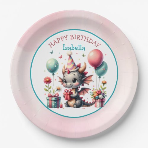 Girls Dragon Themed Birthday Party Paper Plates