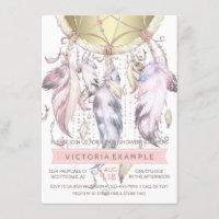 Girls Dream Catcher Baby Shower Invitations
