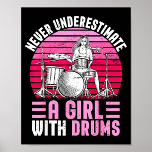 Girls Drummer Drum Set Drumming Funny  Poster