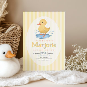 Girls Duckling Puddle Summer Birthday Invitation