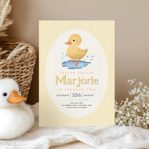 Girls Duckling Puddle Summer Birthday Invitation