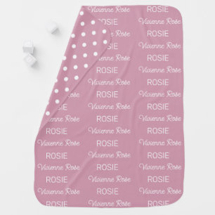 Girls Dusty Rose Personalized Script Name Baby Blanket