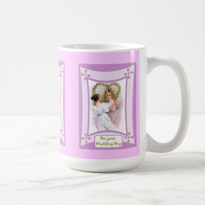 Girls each side of a heart coffee mugs