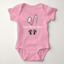 Girls Easter Bunny Ears One Piece Bodysuit Pink