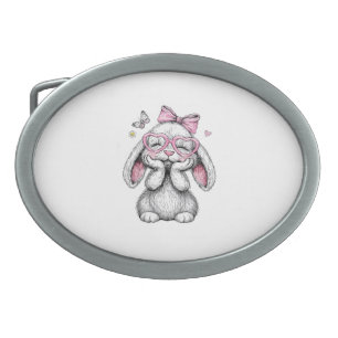 Girls Easter Cute Bunny Face Pink Easter Kids Todd Belt Buckle
