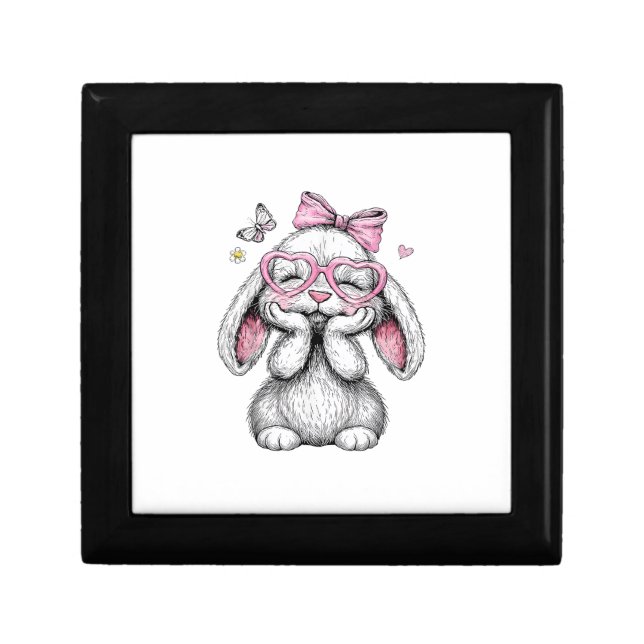 Girls Easter Cute Bunny Face Pink Easter Kids Todd Gift Box (Front)