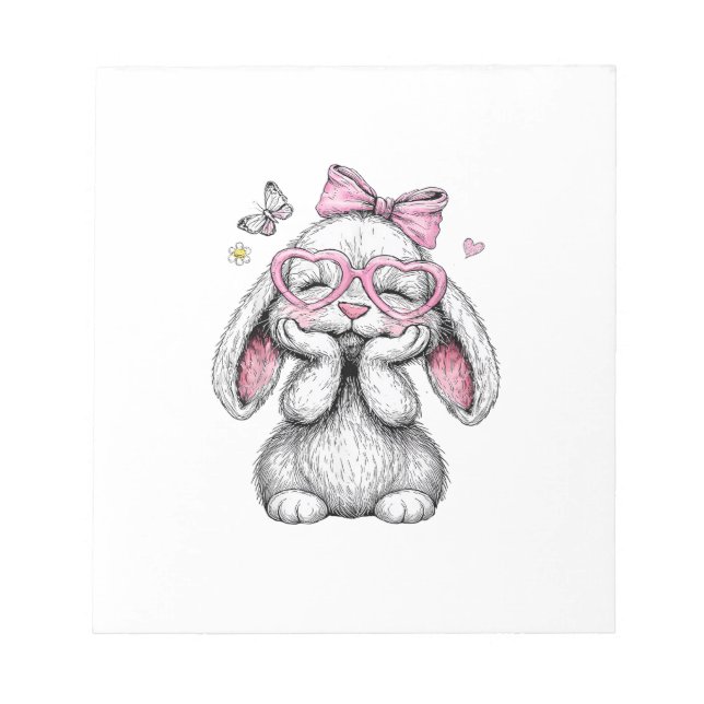 Girls Easter Cute Bunny Face Pink Easter Kids Todd Notepad (Front)