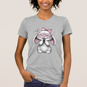 Girls Easter Cute Bunny Face Pink Easter Kids Todd T-Shirt