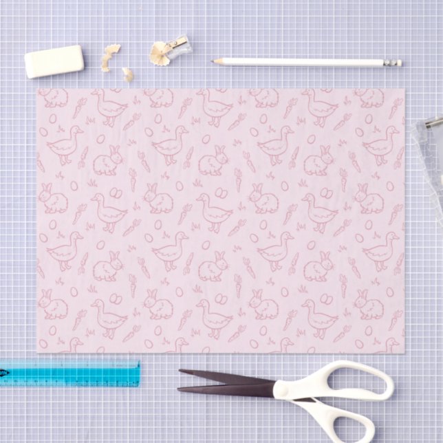 Girls Easter Cute Bunny Rabbit Goose Girly Pink Tissue Paper (Craft)
