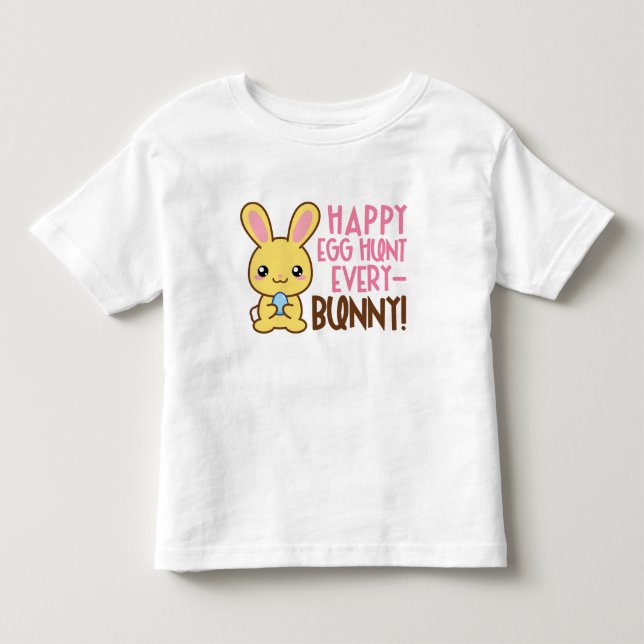 Girls Easter egg hunt bunny word art t-shirt (Front)