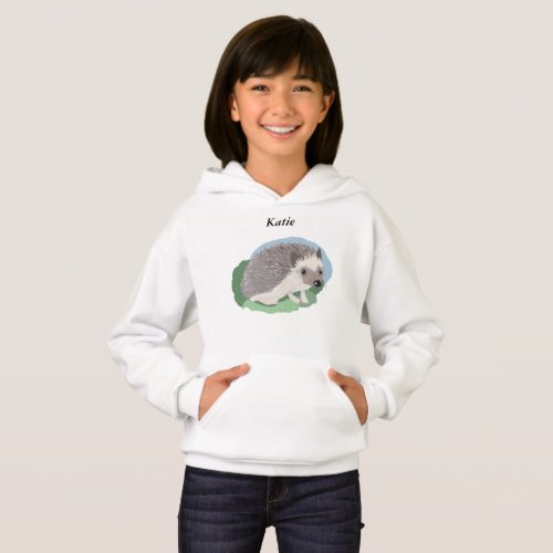 Girls editable cute baby Hedgehog Hoodie