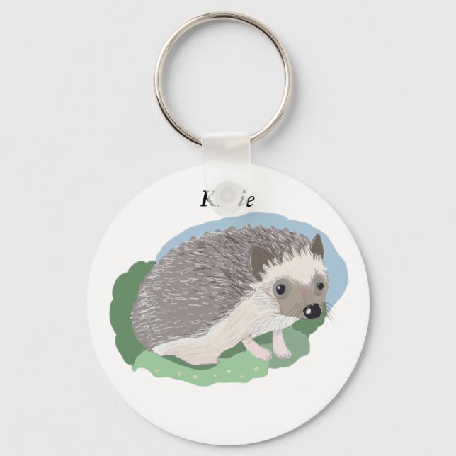 Girls editable cute baby Hedgehog Keychain (Front)