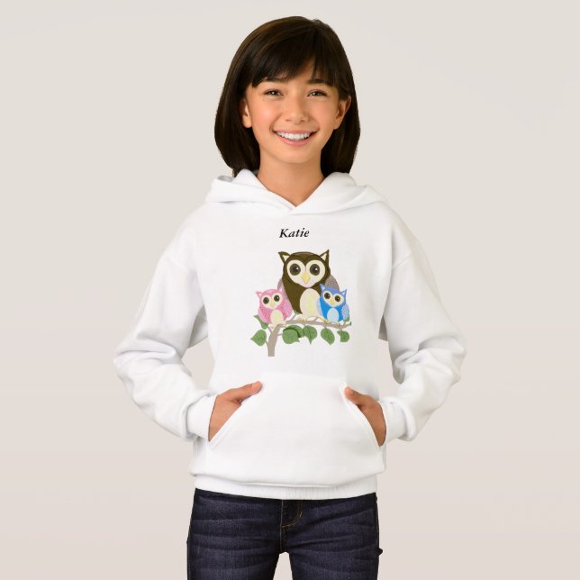 Girls editable Owl Hoodie (Front Full)