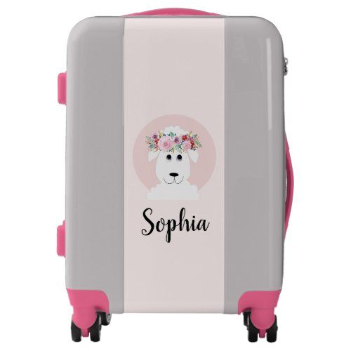 Girls Elegant Cute Watercolor Sheep and Name Kids Luggage
