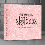 Girls Elegant Pink Glitter Artist Keepsake 3 Ring Binder<br><div class="desc">This personalized girly 8.5 x 11 artist keepsake binder has black text on a beautiful pink glitter background. The words, "The Fabulous sketches of" in a hand drawn font personalized with your name below. Customize the sketchbook with the name of your choice to make someone feel extra special. Makes a...</div>