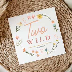 Girls Elegant Two Wild Wildflower 2nd Birthday Napkins