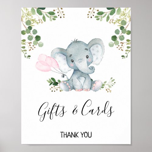 Girls Elephant Baby Shower Table Top Sign