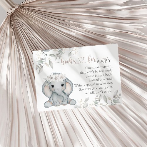 Girls Elephant  Flower Baby Shower Book request Enclosure Card