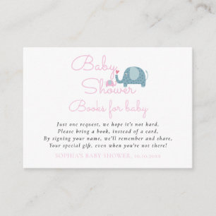 Girls Elephant Pink Books for Baby Request Enclosure Card