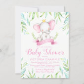 Girls Elephant Princess Baby Shower Invitations (Front)