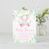 Girls Elephant Princess Baby Shower Invitations (Standing Front)