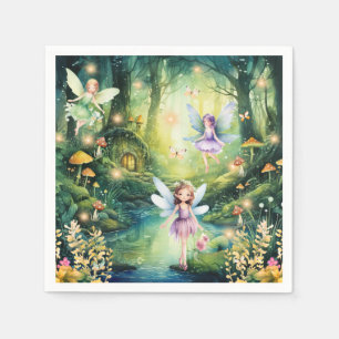 Girls Enchanted Forest Fairies Birthday  Napkins