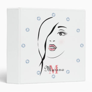 girl's face, glamorous, face, personalized modern, 3 ring binder