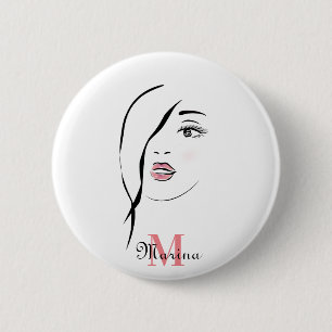 girl's face,glamorous , face, personalized modern, button