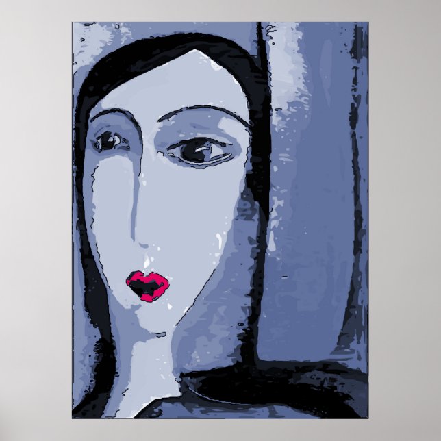 Girls Face in Abstract Gray Poster (Front)