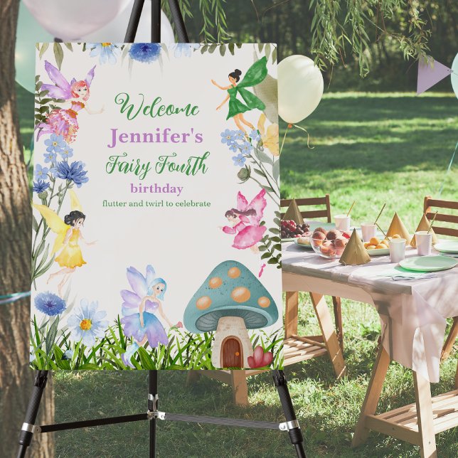 Girl's Fairy Birthday Fairies and Flowers Any Age Foam Board (Creator Uploaded)