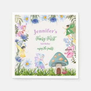 Girl's Fairy Birthday Fairies and Flowers Any Age Napkins
