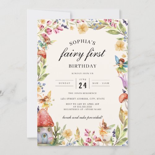 Girls Fairy First Birthday 1st Birthday  Invitation