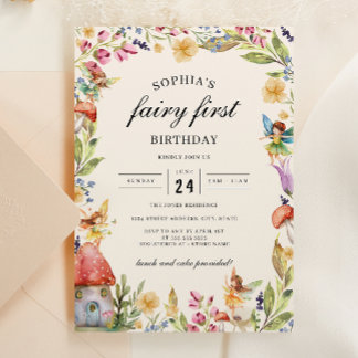 Girls Fairy First Birthday 1st Birthday Invitation