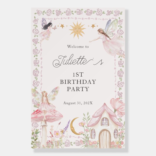 Girls Fairy Garden Birthday  Foam Board (Front)