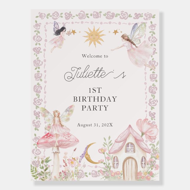 Girls Fairy Garden Birthday  Foam Board (Front)