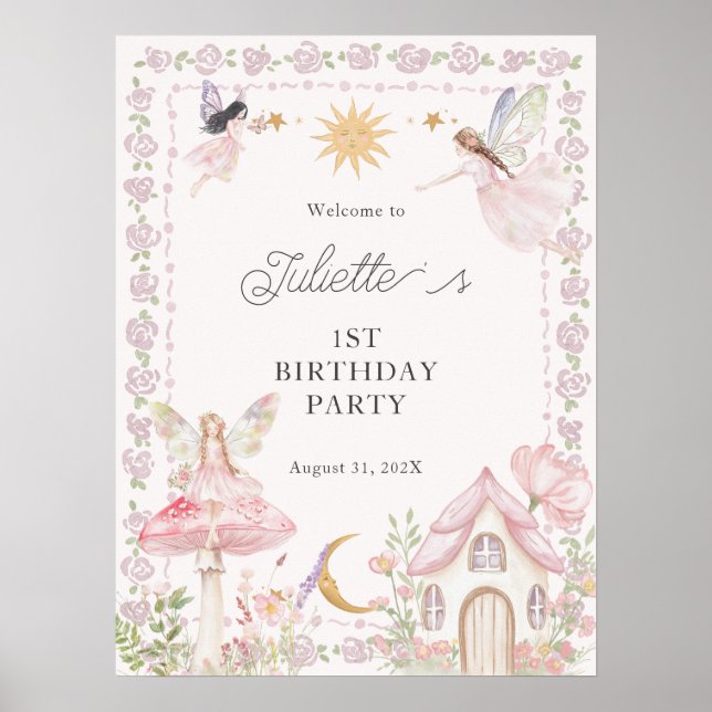 Girls Fairy Garden Birthday  Poster (Front)