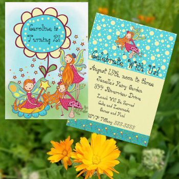 Girls Fairy Garden Fantasy Kids Birthday Invite by kids_birthdays at Zazzle