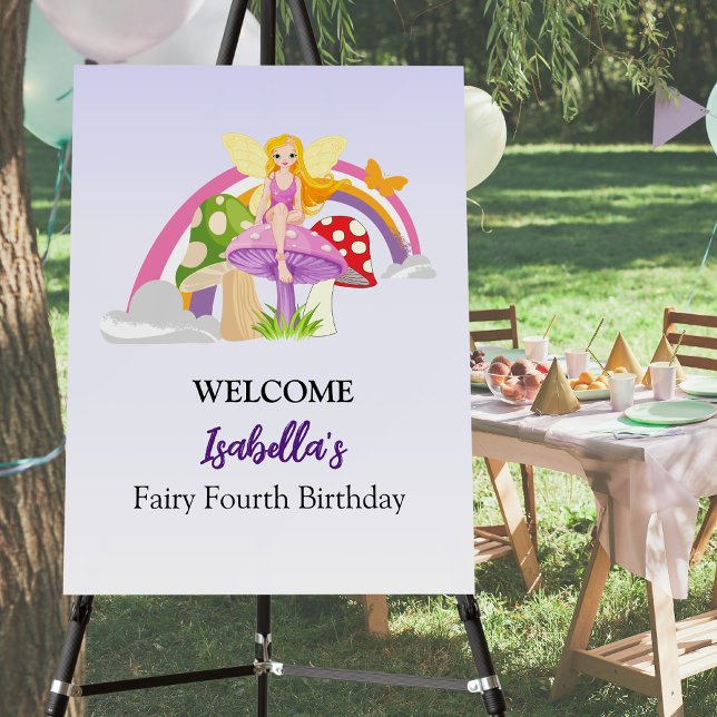Girls Fairy Mushroom Rainbow Birthday  Foam Board (Creator Uploaded)