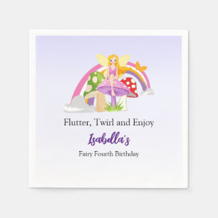 Girls Fairy Mushroom Rainbow Birthday Napkins