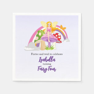 Girls Fairy Mushroom Rainbow Birthday Napkins