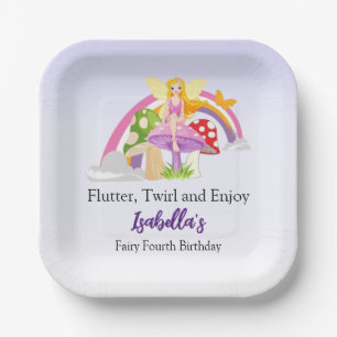 Girls Fairy Mushroom Rainbow Birthday  Paper Plates