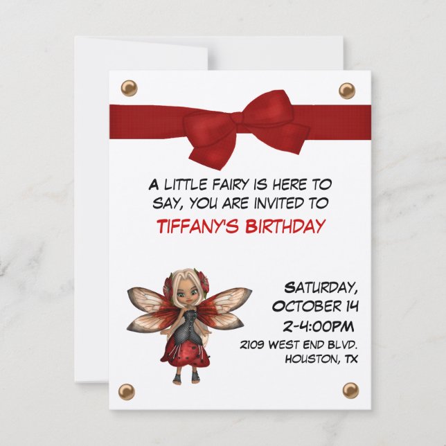 Girl's Fairy Party Invitation (Front)